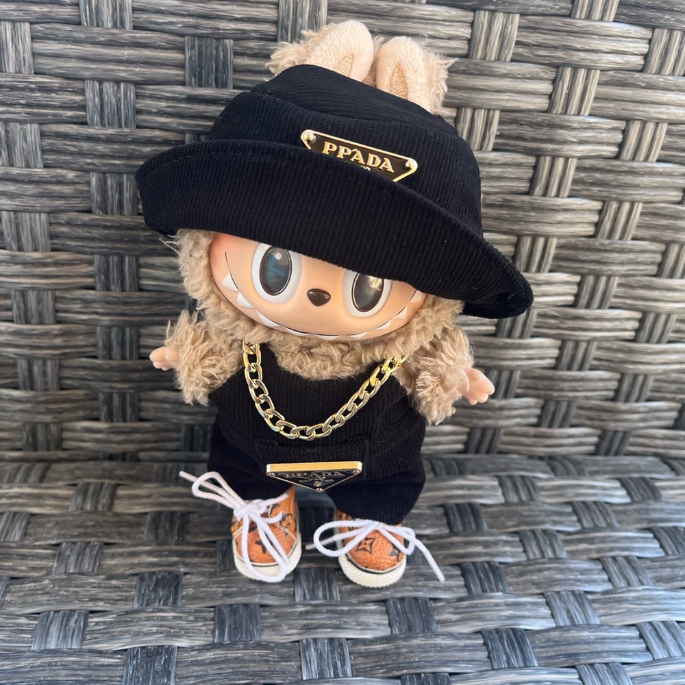 Labubu Black Overalls and Hat